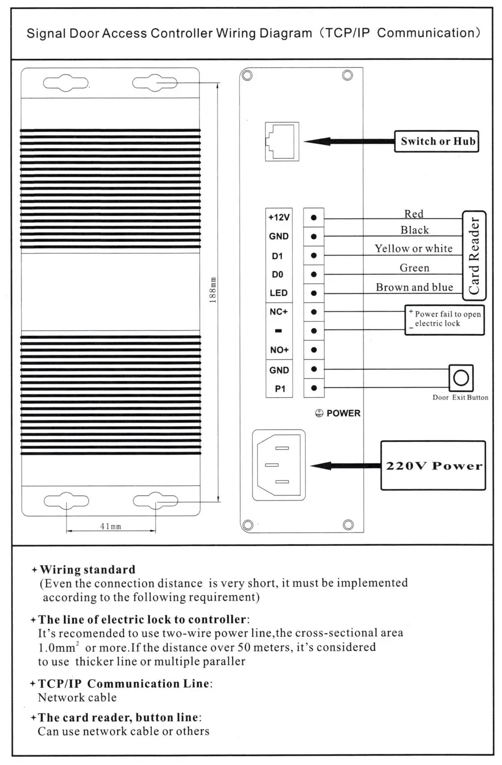 TCP/IP Wiegand26-40bit контроллер доступа с wg26 кардридер кнопка выхода