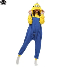 Флисовая Пижама для взрослых с героями мультфильмов для женщин и мужчин, пижама с животными для косплея, парные пижамные комплекты с миньонами для маленького желтого человека, Пикачу