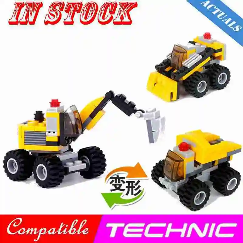 

Legoing Technic Car Series Excavator Sets 3 IN 1 City Models Building Blocks 64pcs Bricks Toys For Children Legoings Cities 8043