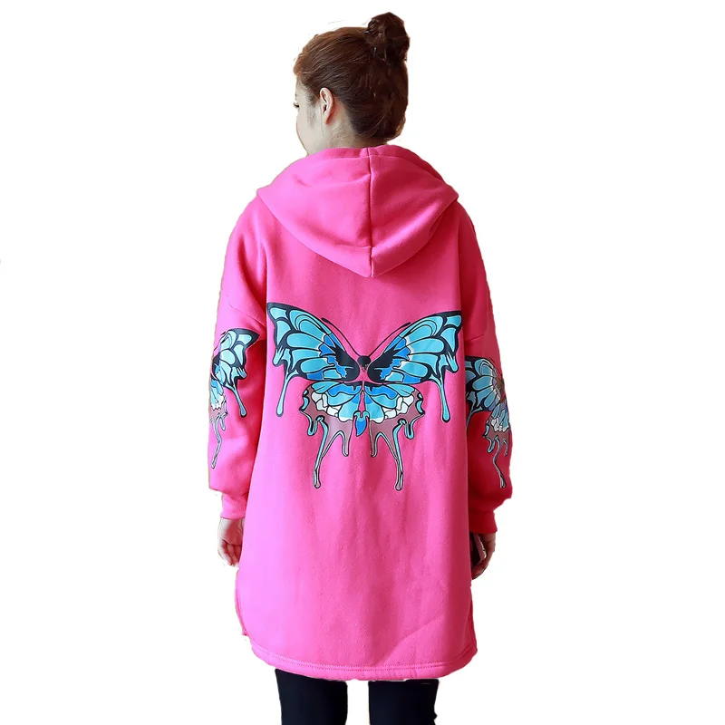 5xl Black Butterfly Hooded Jacket Fleece Female A1593