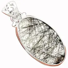 Lovegem подлинный черный рутил кулон 925 пробы серебро, 41 мм, AP3316