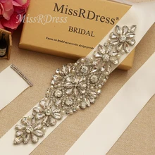MissRDress свадебное платье с жемчугом Пояс Серебряный свадебный цветок с кристаллами пояс стразы свадебный пояс для свадебных аксессуаров JK824
