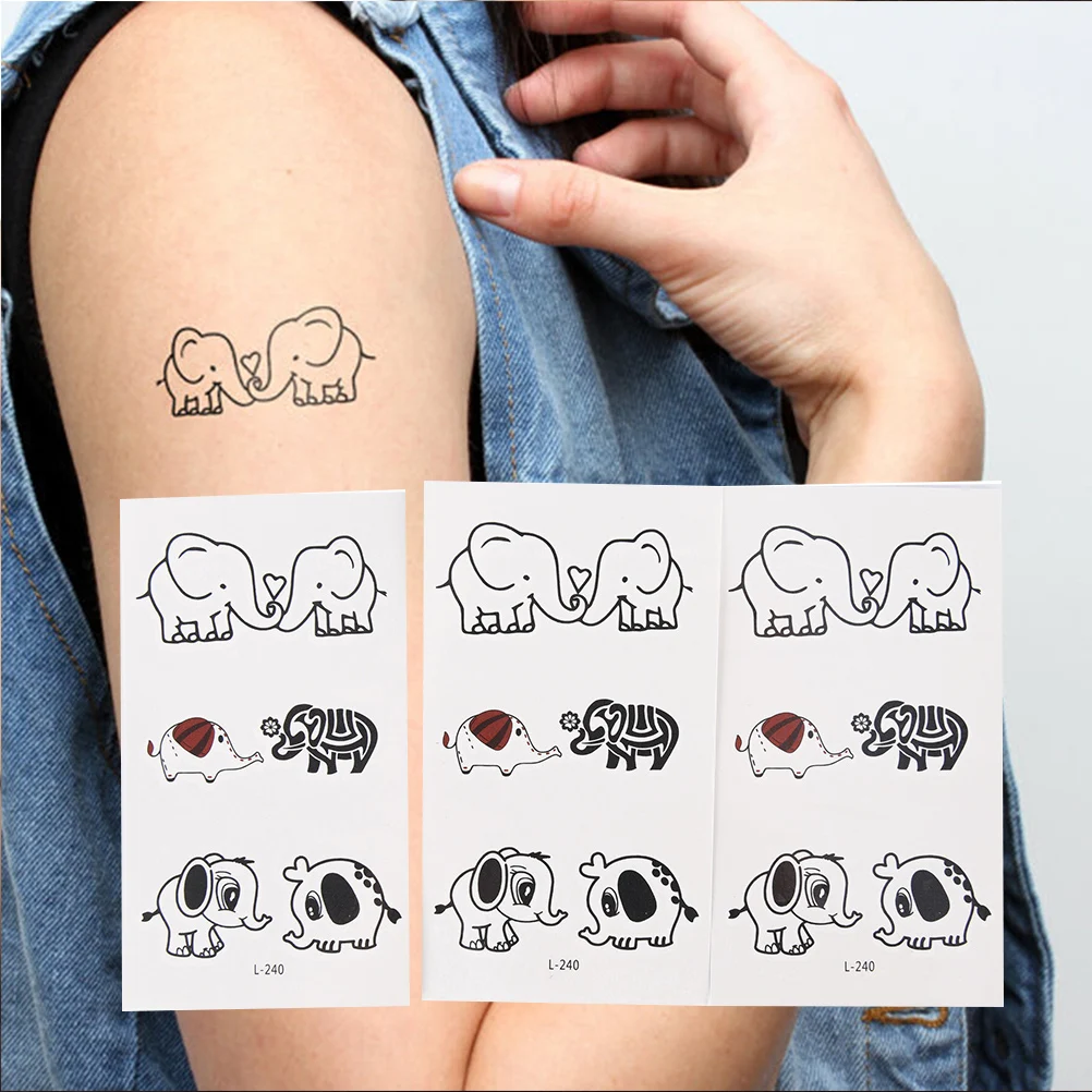 Милый слон Водонепроницаемый Временные татуировки стикер боди-арт животное поддельные макияж татуировки бумажный рукав паста
