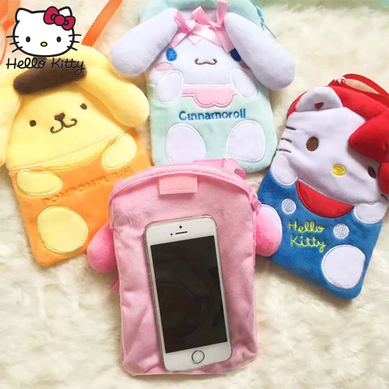 

Hello Kitty High Quality Mobile Pouch Inclined Shoulder Bag Coin Pouch Mini Girl Kids Bag Cutey Packet Shoulder Plush toys gift