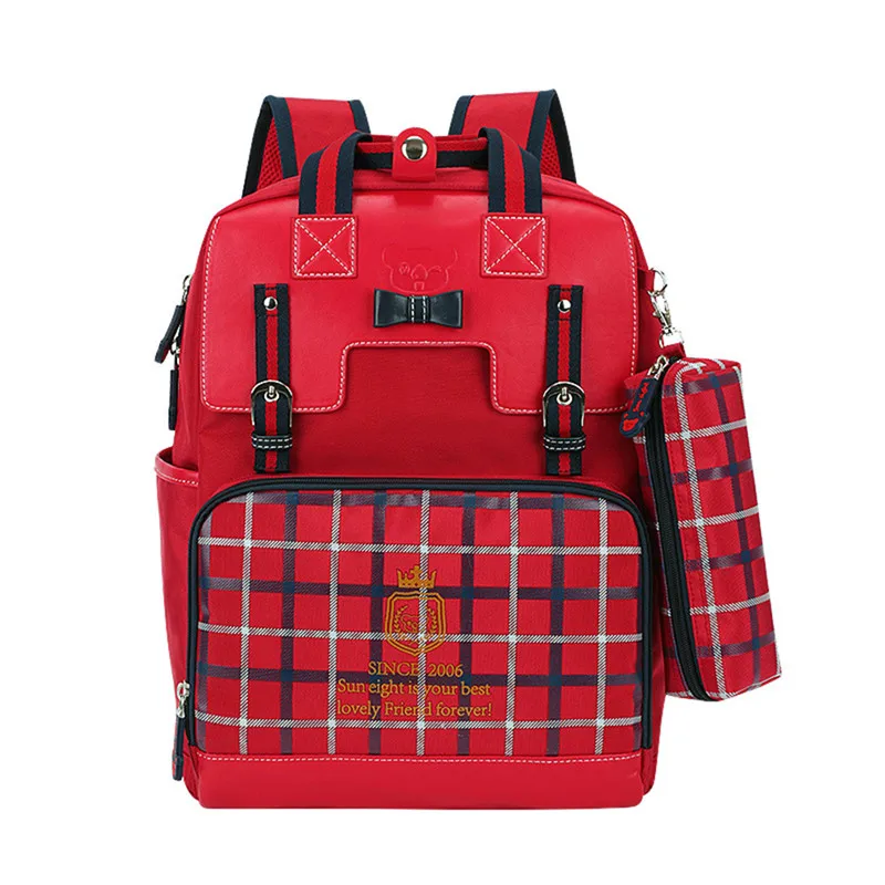 

School Children Girl School Bag 1 - 6 Grade Girls Pack Student Paper Backpack Shoulders Breathable School Bag Plaid Sweet