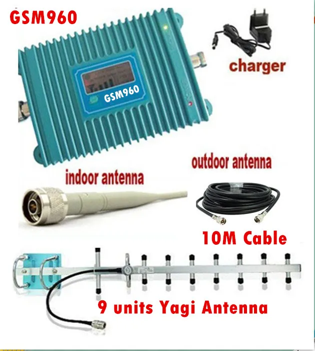 

LCD Display GSM 900Mhz Mobile Phone GSM 960 Signal Booster , Cell Phone GSM Signal Repeater + 13dBi 9 units Yagi Antenna + Cable