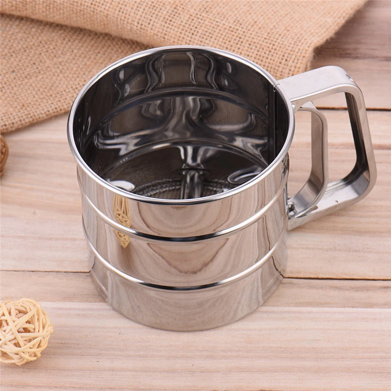 

Stainless Steel Flour Sieve Mugs Design Flour Sifter Shaker Baking Pastry Tool for Coffee Icing Sugar Powder