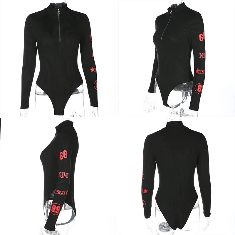 Women's Ravishing Sporty Look Bodysuit Black