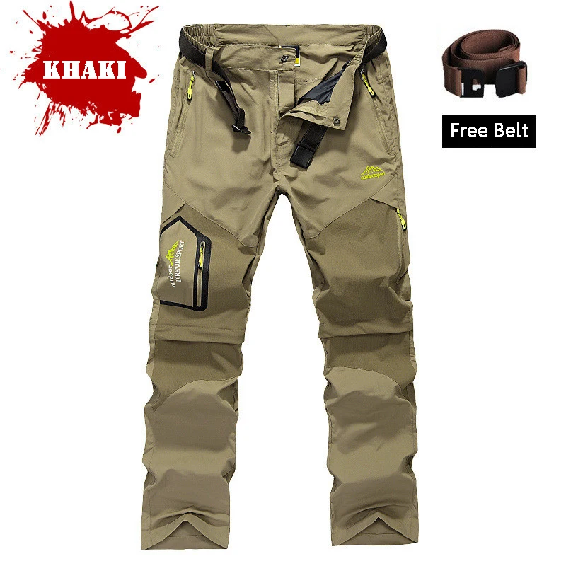 Pantalones de senderismo para hombre Pantalones de Camping transpirables de secado rápido al aire libre pantalones de senderismo caza pantalones de pesca cinturón libre