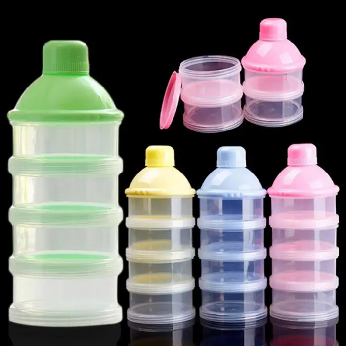 Портативный 4-слоистые Детские контейнер для сухого молока влагостойкий младенца Кормление новорожденных Еда бутылки закуски конфеты коробка для хранения