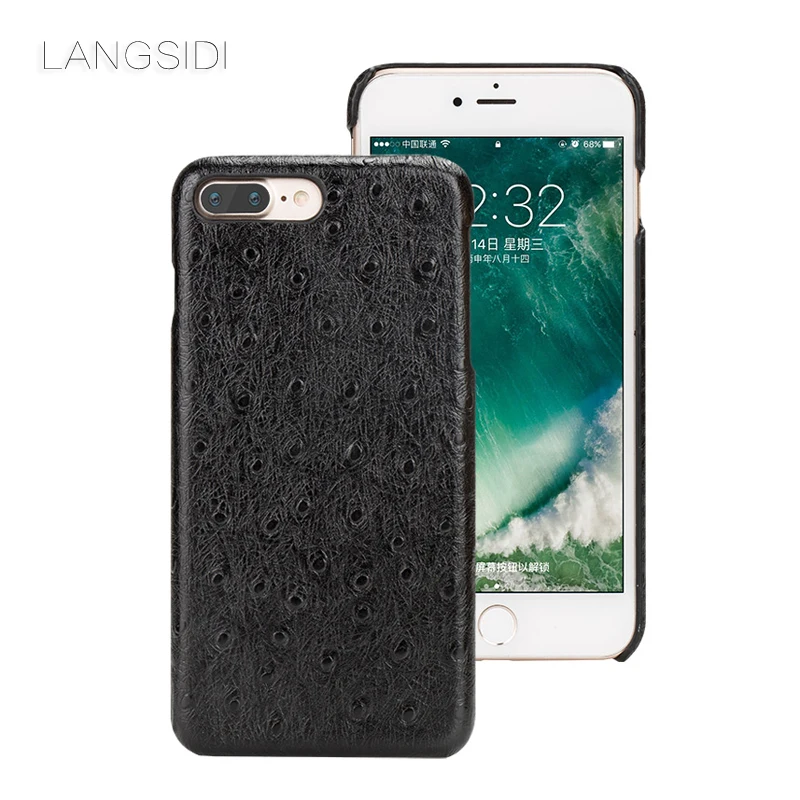 

For IPhone 7 Plus Phone Case Full Handmade Custom Processing Brand Phone Case Ostrich Grain Half-wrapped Phone Case