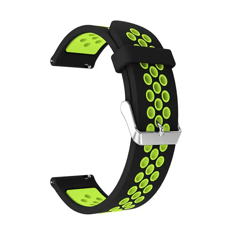 Двойной цвет силиконовый пористый дышащий ремешок для часов браслет ремешок для huawei Watch GT Honor Magic Высокое качество полосы - Цвет: black green