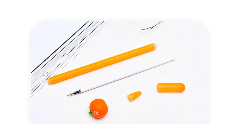 24 шт./лот Оригинальный Фрукты гелевая ручка оранжевый Apple 0,5 мм шариковых ручек черный цвет для подписи писать Шолль канцелярские FB746
