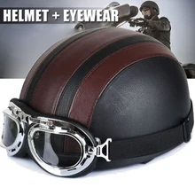 Mezzo Del fronte del Motociclo del Casco Aperto Del Viso Bicicletta Elettrica Casco Occhiali Visiera Per Scooter Ciclismo Touring Casco vintage Per Harley