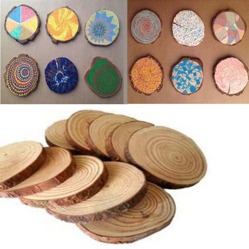 

1 to 10 cm Nature Blank Wood Chip Polished Painting Base Handmade Craft Wedding Home Garden Decoration DIY Accessories