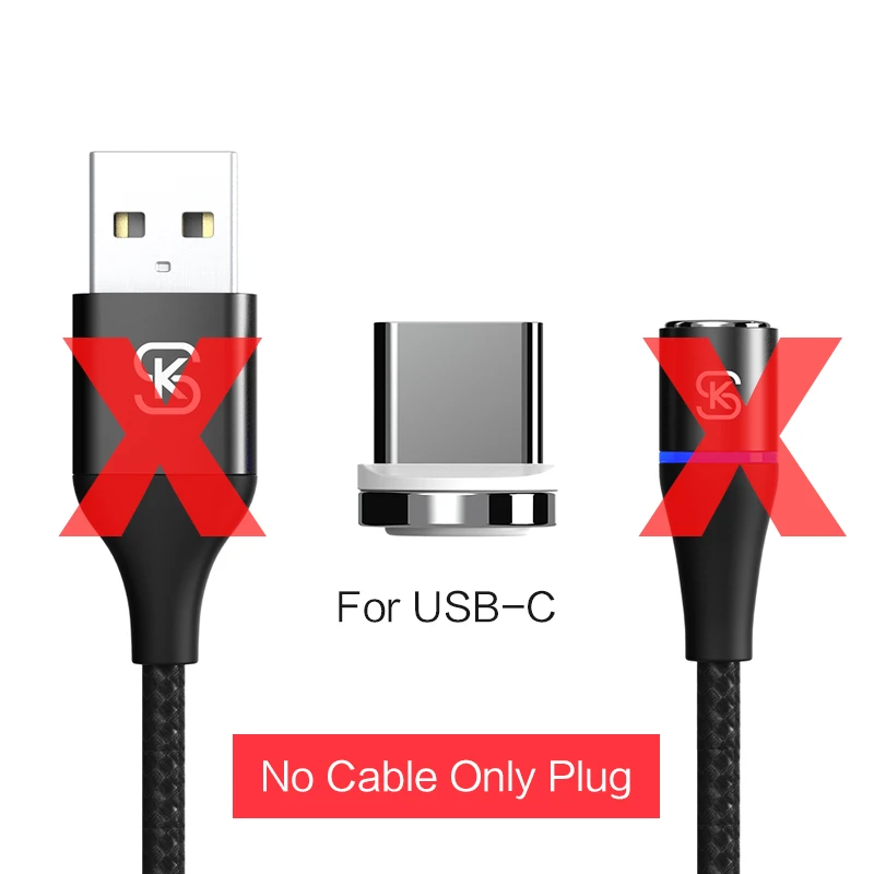 Магнитный кабель быстрой зарядки 3A QC 4,0 3,0 Micro usb type c 3 в 1 Дата для Iphone x samsung xiaomi Android SIKAI - Цвет: only pulg type c