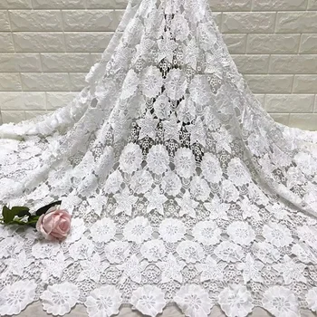 

High Quality African Lace Fabric For party Embroidered France Lace Fabrics Milk Silk nigerian Guipure Cord Lace Wedding J11