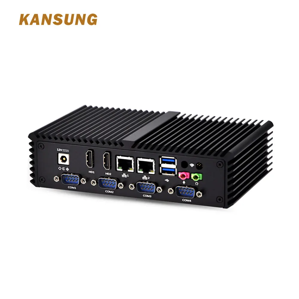 Kansung Mini PC Little Fanless Computer Intel Celeron 3205U/3215U with Dual Core 2 Gigabit Ethernet LAN 6 COM Small Computer