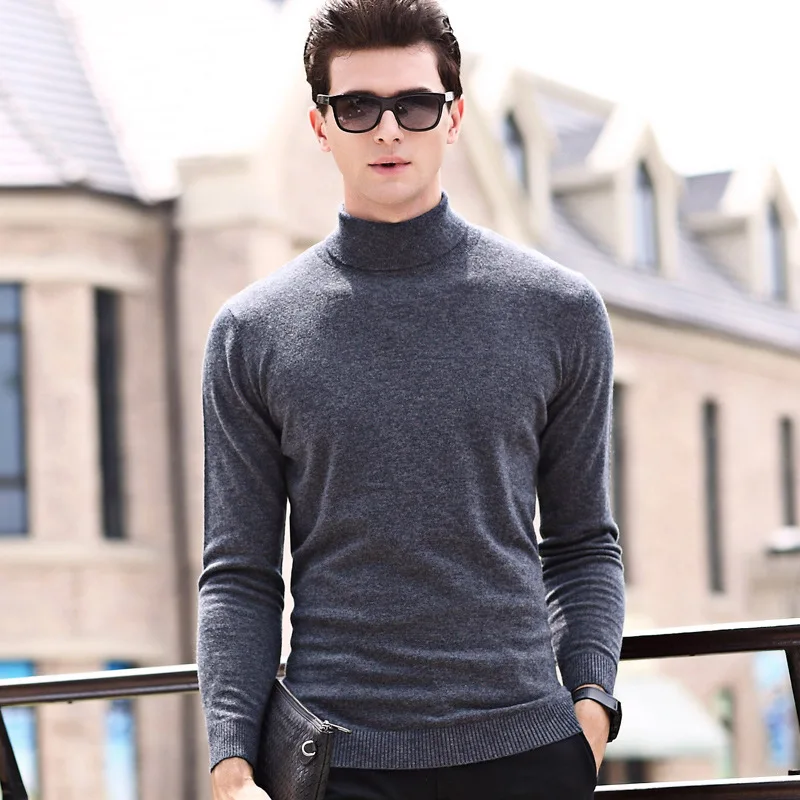 Mens Sweaters 2018 Pullovers Turtleneck Men Wool Sweater Men Clothes Mens Casual Loose Solid Men Winter Clothes Spliced Thin Top