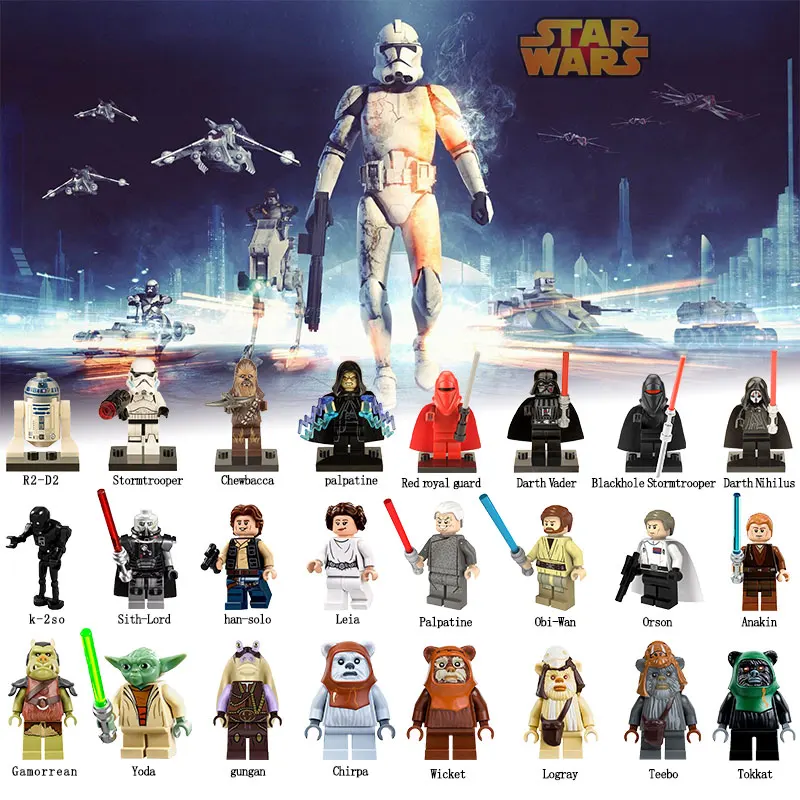 

LegoING New Star Wars Stormtroope Darth Vader Jedi Yoda Building Blocks Chewbacca Sidious bricks Figure toys Compatible Legoed