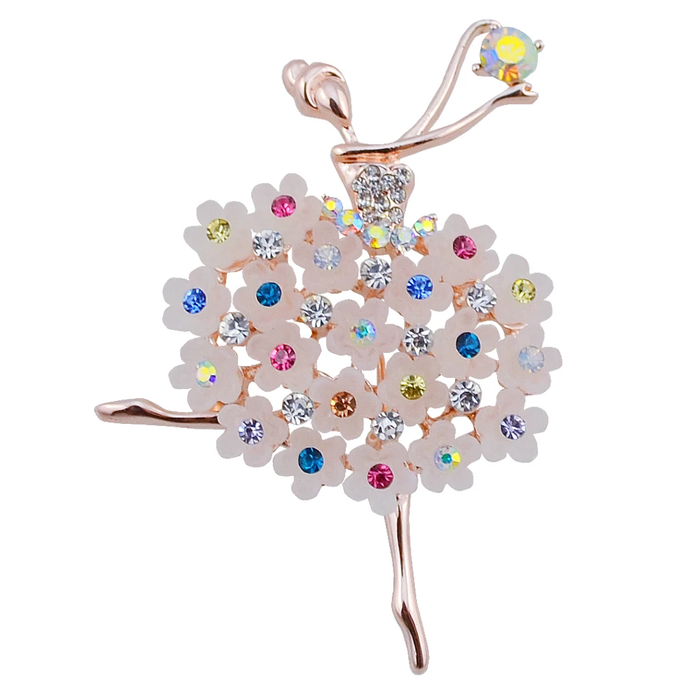 

2017 New European Fashion Rhinestone Ballet Brooches Corsage High Quality Multicolor Buckle Accessory For Party 8Colors
