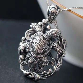 

BOCAIsilver wholesale Hip-hop style silver pendant 925 sterling silver pendant Manual Thai silver little turtle pendant