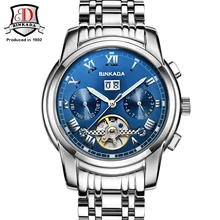 Mens watches Automatic Mechanical Watch Tourbillon Clock Steel Casual Business Wristwatch Top relojes hombre BINKADA brand
