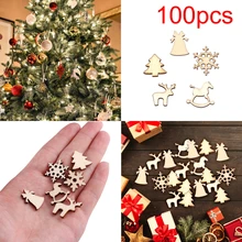 

FENGRISE 100pcs Wooden Christmas Tree Decor Christmas Ornaments Christmas Decor for Home New Year 2019 Merry Xmas Decoration