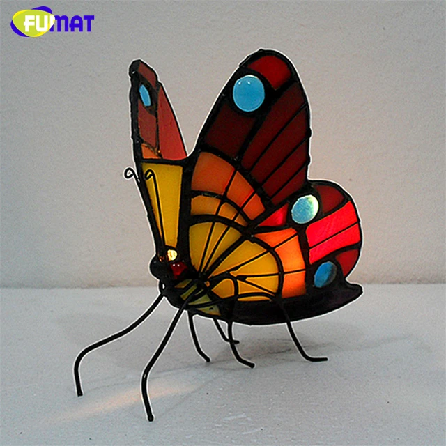 $US $29.21  FUMAT Night Light Butterfly Stained Glass Candle Holder Atmosphere Light for Indoor Lighting Bedroo