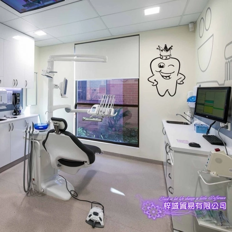 DCTAL Crown Tooth Brushing Teeth Sticker Dental Clinic Dentistry Decal Bathroom Poster Vinyl  Wall Decals Pegatina Decor Mural