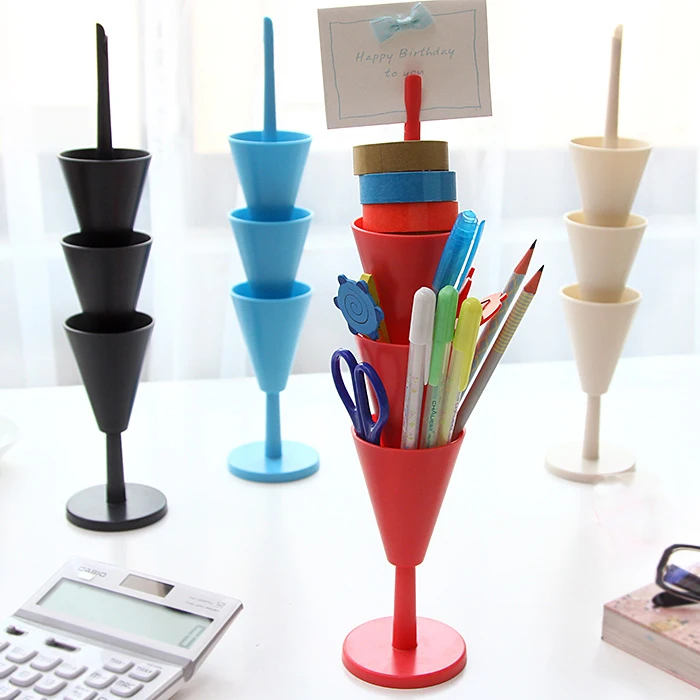 

Creative cute multifunctional desktop storage multilayer pen holder 4 colors optional