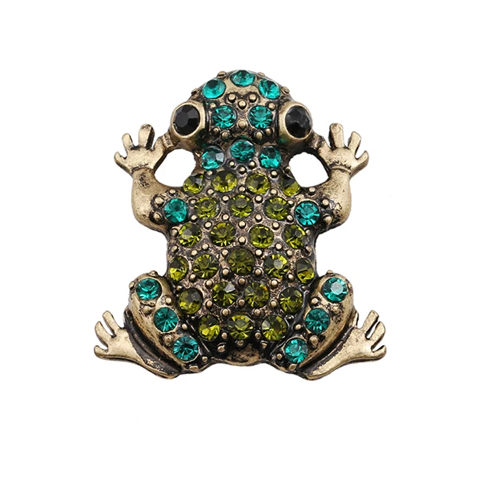 6pcs/ Merrytown Fashion Jewelry Frog Brooch Amazing Rhinestone Black
