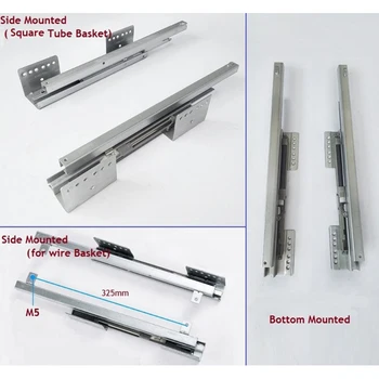 

38cm Side Bottom Mount Pull out Slide Runner For Kitchen Wire Basket 3 Folds Soft Close Damper Pull-out