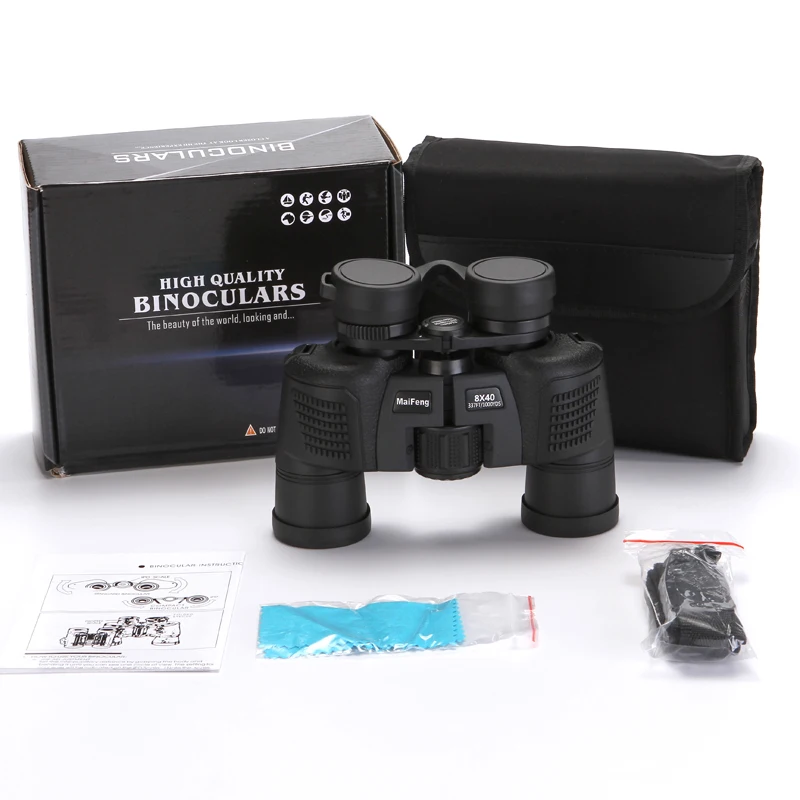 

MaiFeng binoculars 8X40 Professional Hunting Telescope Zoom High Quality Big Clear Vision No Infrared Waterproof Binocular Black