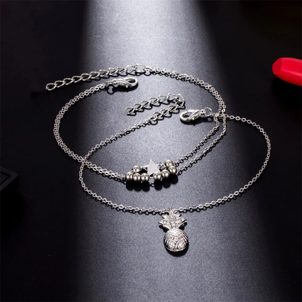 Summer Fashion Crystal Pineapple Anklets Female Barefoot Crochet Sandals Foot Jewelry Bead Ankle Bracelets For Women Leg Chain
