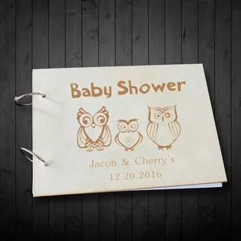 

Creative Wooden Guest Book for Baby Shower Custom Owl Design for Birthday Party Decoration Unique Rustic Photo Album Kids Favors