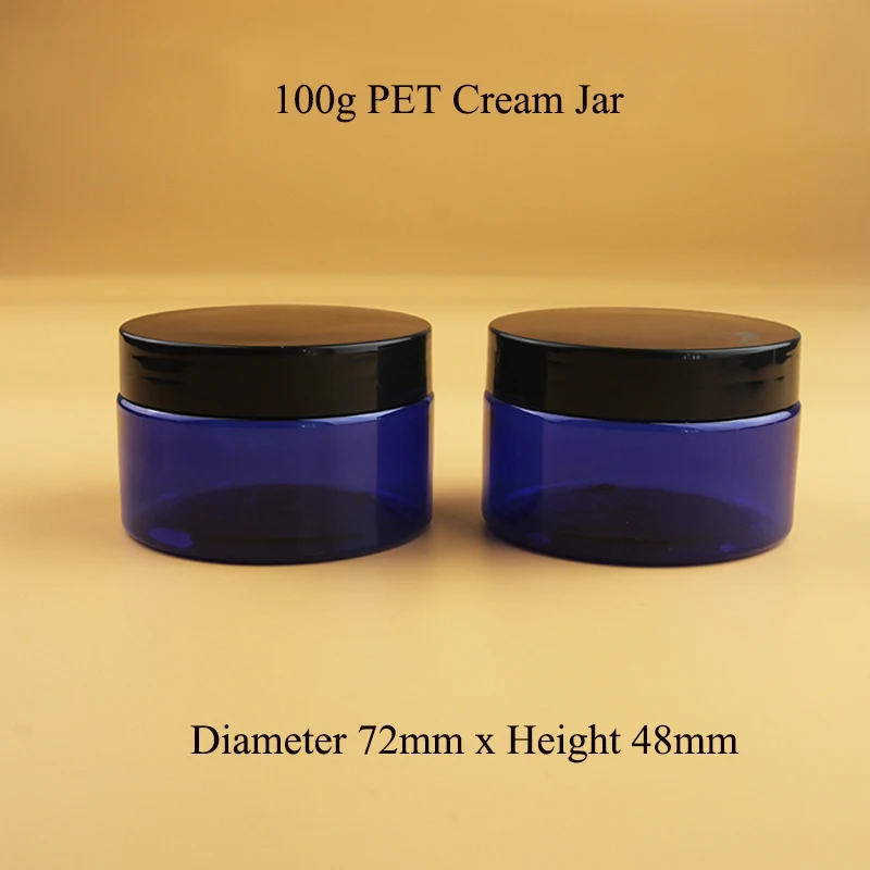 5pcs/Lot Plastic 100g Cream Jar with Black Cap 100ml Facial Mask