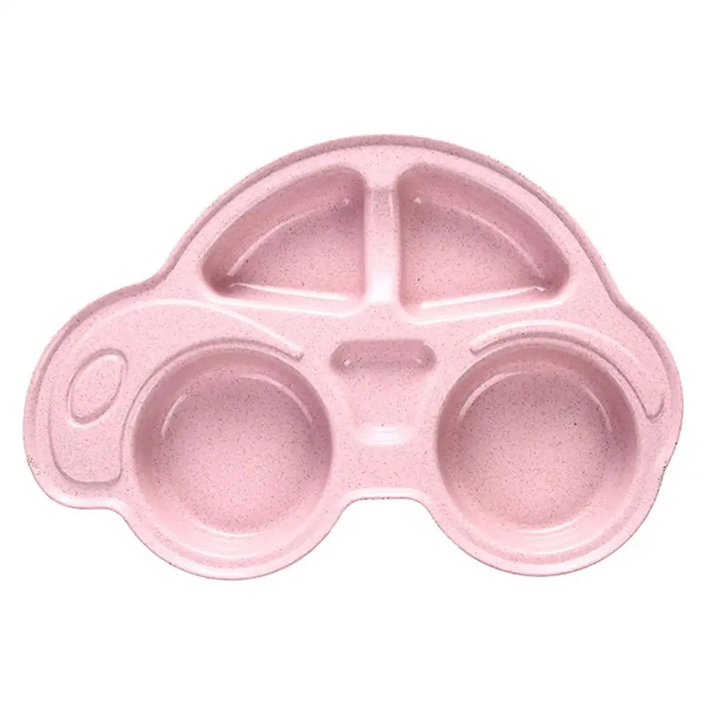 Деревянная посуда Милая мультипликационная форма автомобиля миска тарелка для детей Детское питание посуда детская посуда столовая посуда для еды тренировочная обеденная тарелка - Цвет: pink