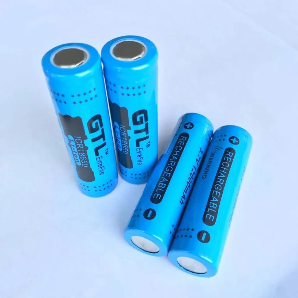 4 шт. 18650 перезаряжаемая батарея ICR18650 3,7 V 12000 mah 18650 литиевая аккумуляторная батарея большой емкости - Цвет: 4pc blue 18650