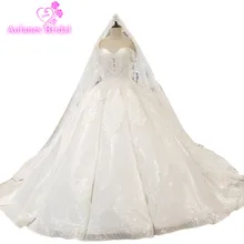 AOLANES 2018 Off White Tulle Sweetheart Sleeveless Wedding Gowns Court Train Off The Shoulder Vintage Wedding Dresses With Veils