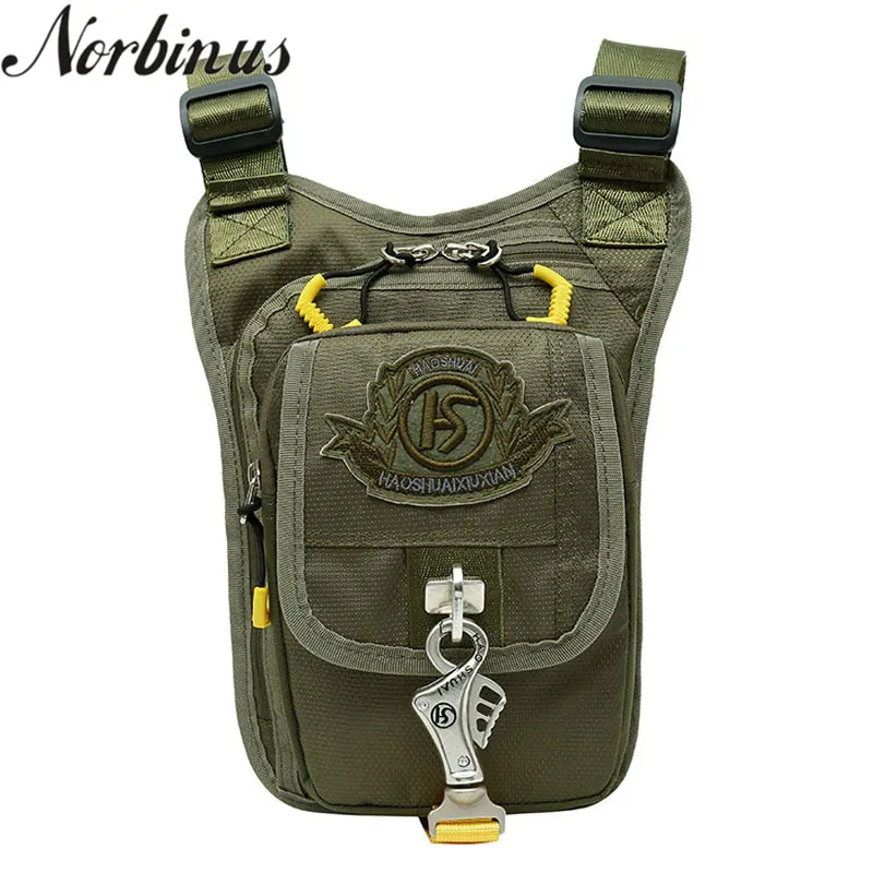 Norbinus الرجال النايلون حقيبة متدلية من الوسط على الساق الخصر حزمة مراوح حزام الورك بوم السفر دراجة نارية الفخذ الحقيبة Crossbody رسول حقيبة كتف