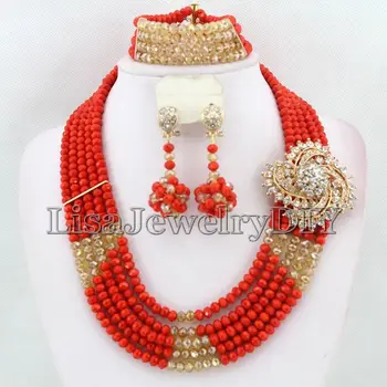 

New!! African Beads Jewelry Set Crystal Wedding Necklace Women Costume Jewelry Free Shipping HD2346