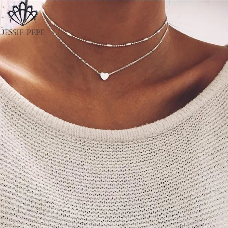 

Jessiepepe Stella DOUBLE HORN PENDANT HEART NECKLACE GOLD Dot Necklace Women Phase Heart Necklace#NL794