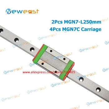 

Hot Sale # MR7 7 mm linear guide rail 2pcs MGN7 L 250 mm with mini 4pcs MGN7H linear block cnc part mini linear rail