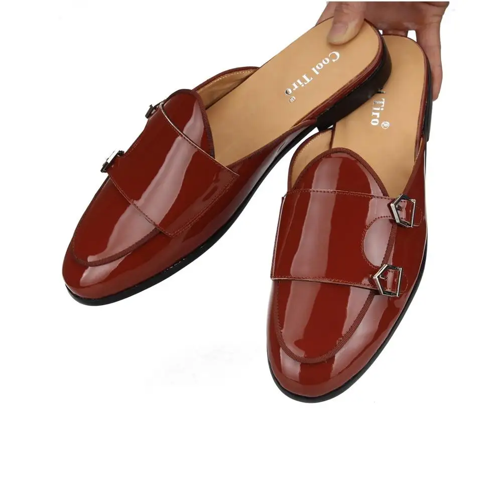 brown patent leather men slippers (2)