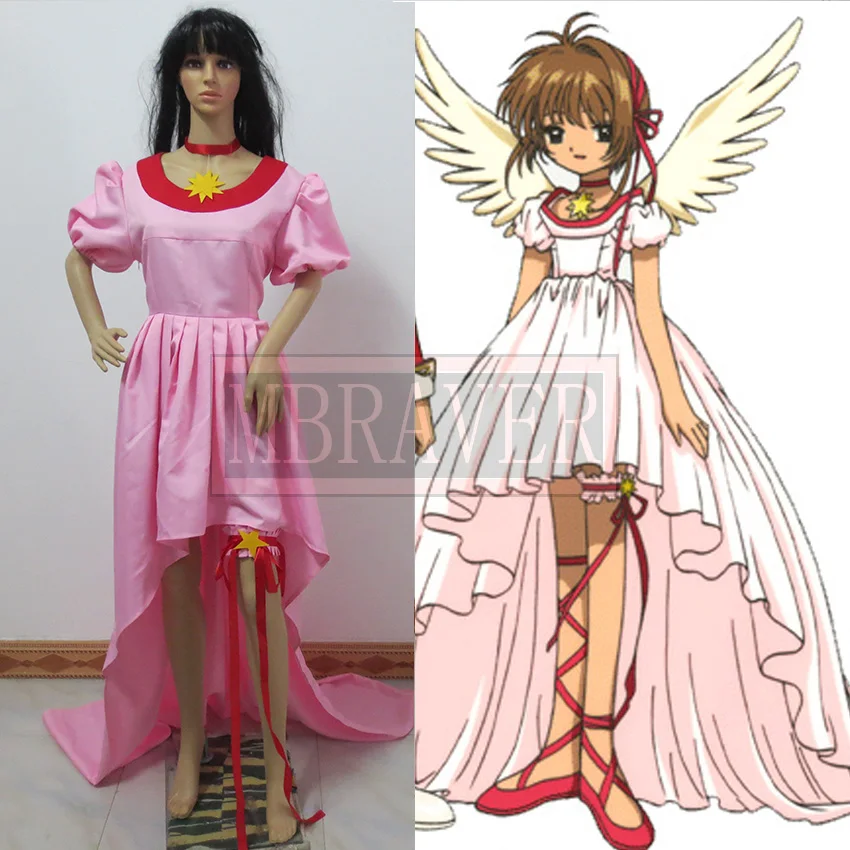 Japanese font b Anime b font CARDCAPTOR SAKURA Pink Dress font b Cosplay b font Costume