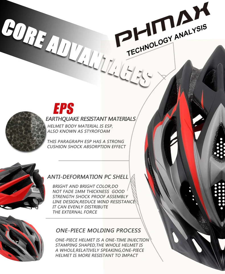 PHMAX велосипедный шлем для велоспорта ультралегкий EPS+ PC Чехол MTB Дорожный велосипедный шлем цельная форма велосипедный шлем для велоспорта безопасная Кепка