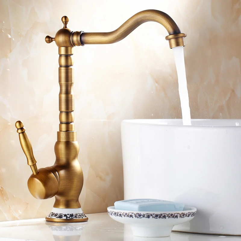 

Basin Faucets High Retro Bronze Brushed Pull Out Sink Mixer Tap Swivel Spout Faucet Water Deck Mount Torneira Yd-774