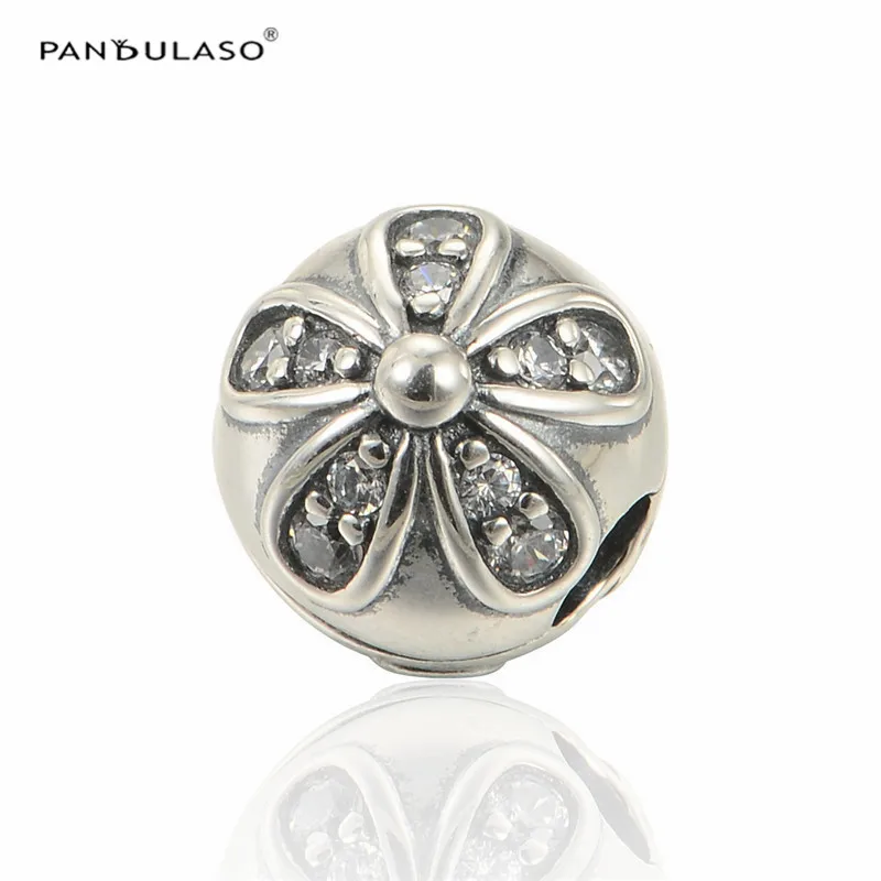 

Pandulaso Clear CZ Daisy Round Clip Flower Crystal Beads for Jewelry Making Fit Original Charms Bracelets & Bangles DIY Jewelry