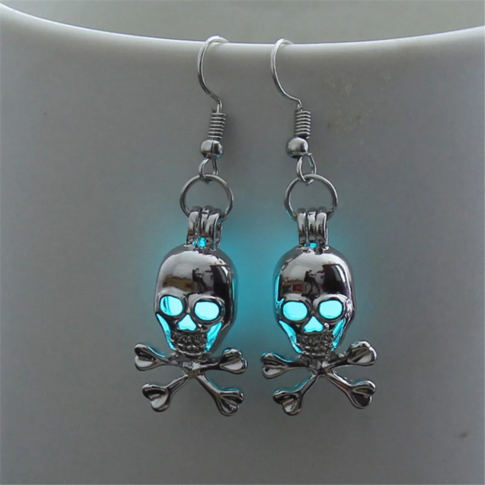 1Pair Cool Colorful Luminous Earring Skeleton Earrings Trendy Style